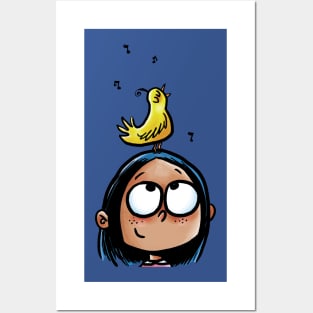 Bird on Head Posters and Art
